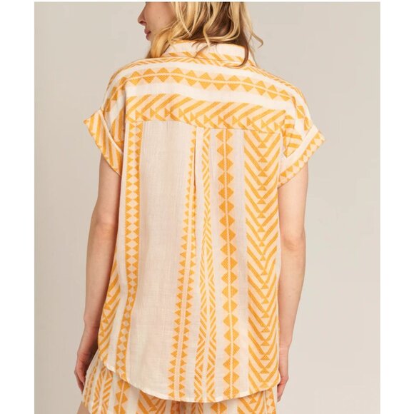 En Crème Annika Embroidered Button Shirt in Cream Yellow - Sz L - NWT - Picture 3 of 7